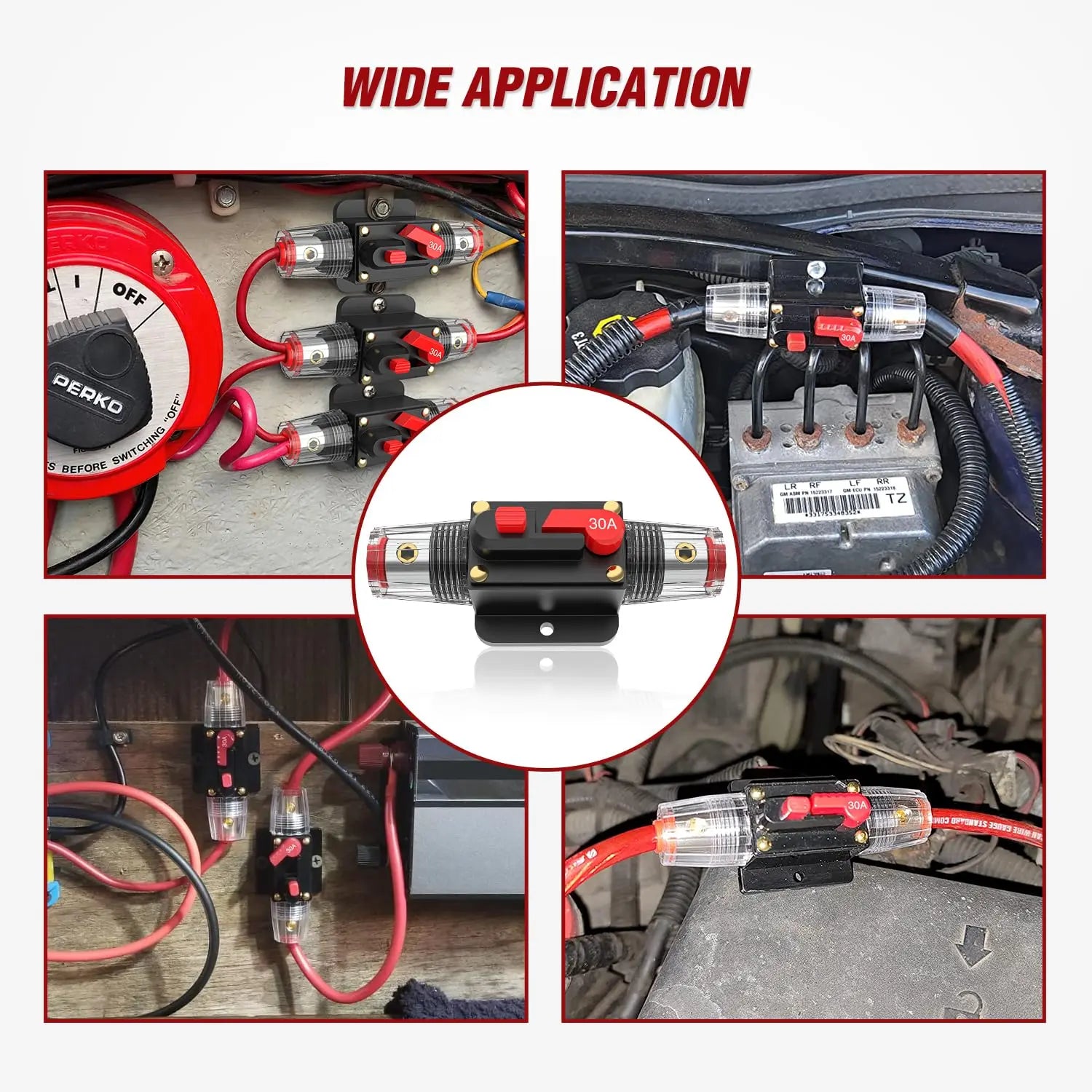 30A Circuit Breaker Reset Fuse Holder - Waterproof Auto Marine Fuse Block for Car, Boat, RV & Solar Power System - Perfect for Automotive Electrical Protection & Power Distribution