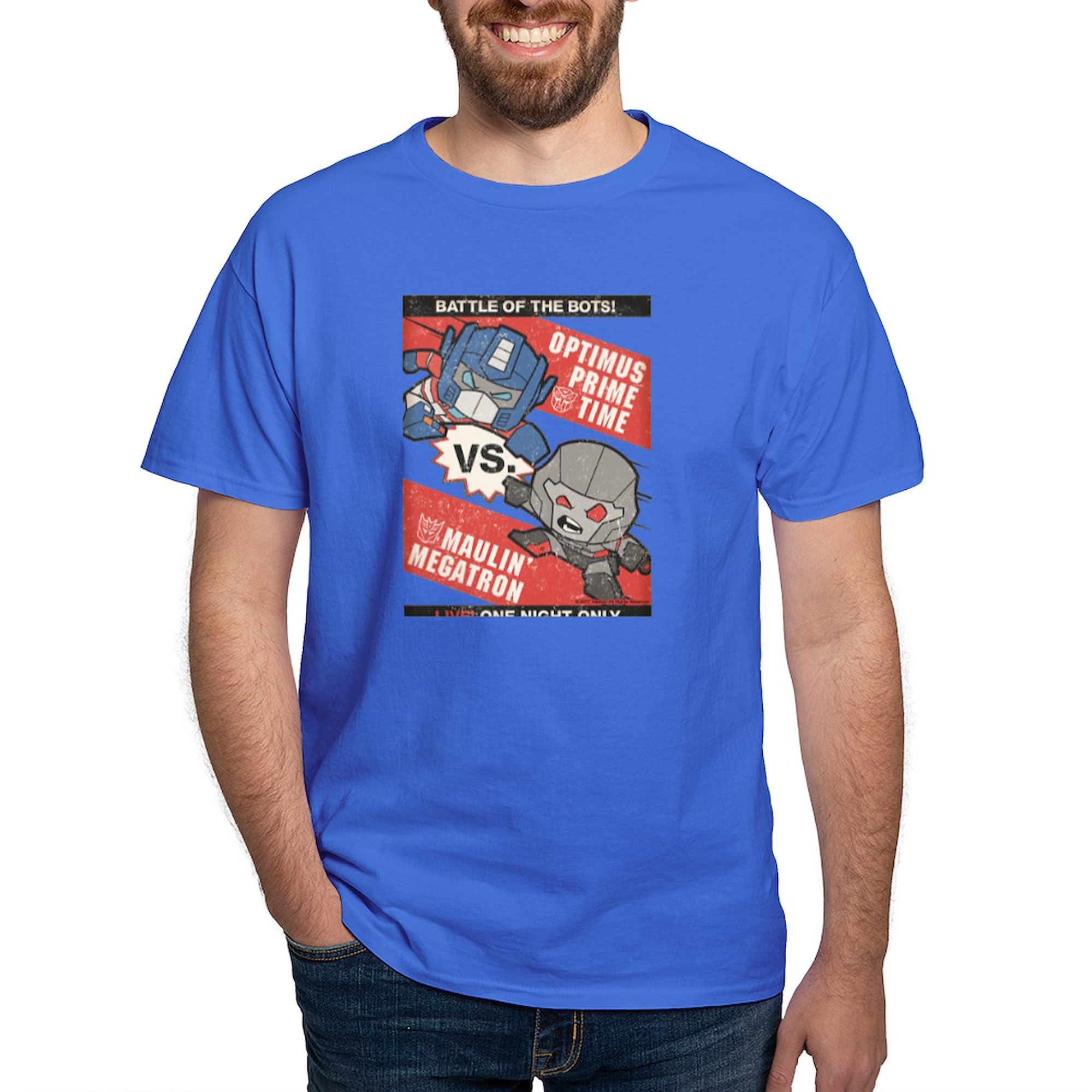 Optimus Prime Vs Megatron Graphic T-Shirt for Men - 100% Cotton Classic Dark Tee - Perfect for Transformers Fans, Comic Con & Casual Wear
