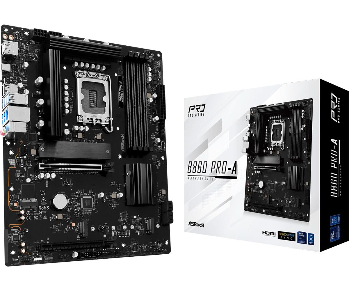 ASRock B860 Pro A Intel B860 LGA 1851 (Socket V1) ATX Motherboard - High Performance Desktop PC Gaming & Workstation Build for Content Creators and Professionals