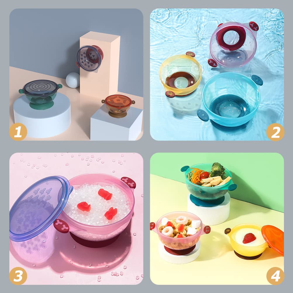 Zerodeko Toddler Suit Bowl with Suction Cup - 3-Piece Spill-Proof Baby Feeding Set | Non-Slip Training Bowl & Dinnerware for Girls & Boys | Perfect for Home, Travel & Daycare Use