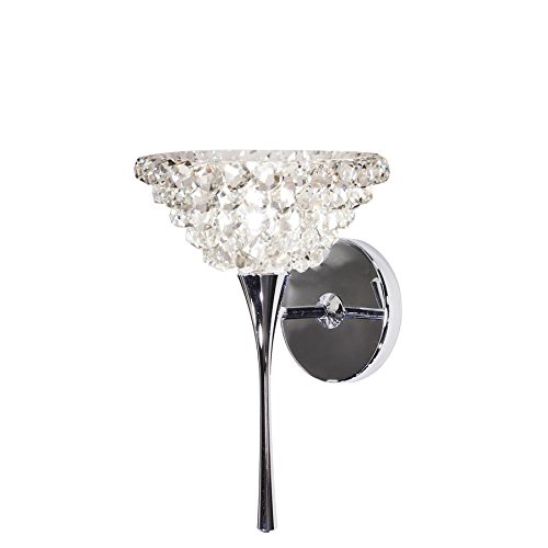 WAC Lighting WS57LED-G543WD/CH Giselle LED Crystal Wall Sconce - White Diamond/Chrome Finish - Modern Torch Light Fixture for Bedroom, Hallway & Entryway Lighting