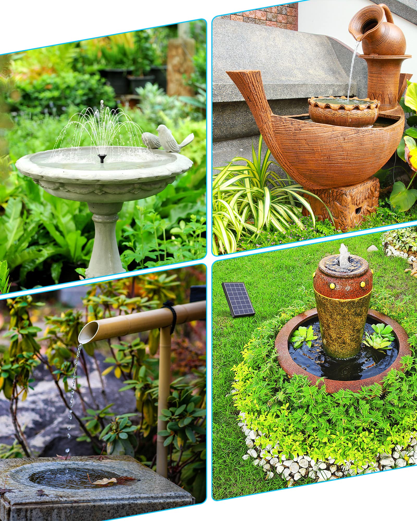 Solar Powered Bird Bath Fountain with 4ft Tubing - Outdoor Solar Water Pump Kit for Hummingbirds, Small Ponds & Fish Tanks | Perfect for Garden Decor, Wildlife Attraction & Water Features