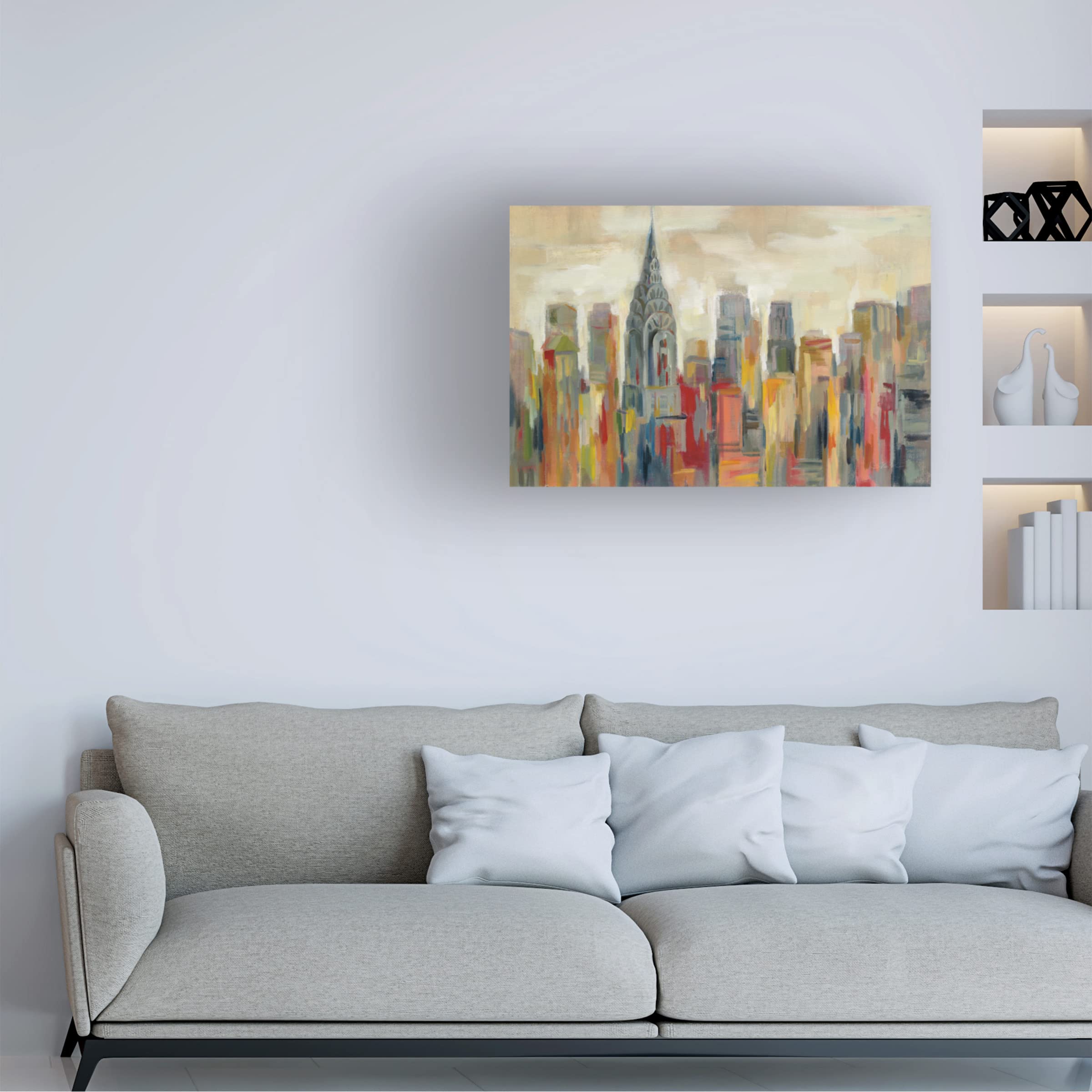Silvia Vassileva 'Manhattan - The Chrysler Building' Canvas Wall Art Print - 16x24 Inches - Modern Home & Office Decor - Perfect for Living Room, Bedroom or Gift