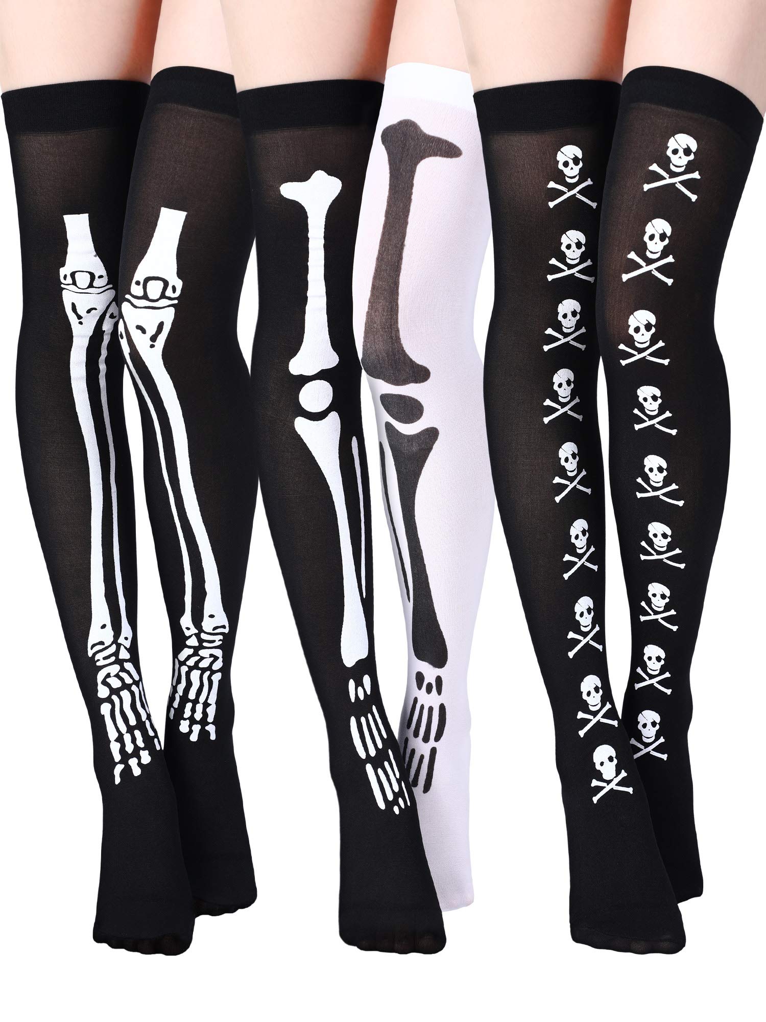Spooky Halloween Knee High Socks for Women - Bat & Spider Pattern Thigh High Stockings - Perfect for Cosplay, Costume Parties & Festive Decorations