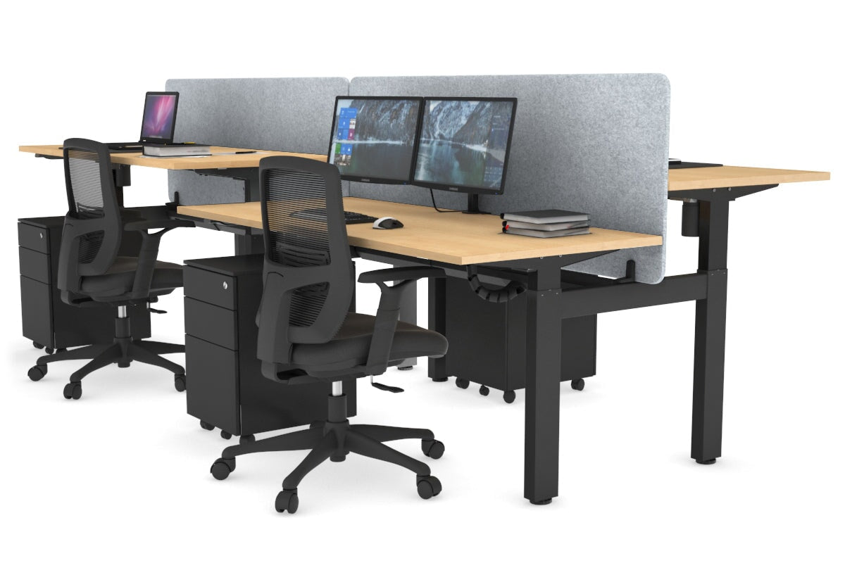 Adjustable 4-Person H Bench Workstation with Black Frame - 1600L x 700W - Perfect for Office, Workshop, or Collaborative Workspaces