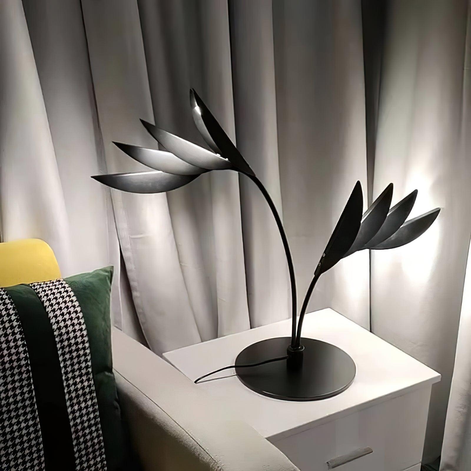 Double Leaf Table Lamp - Modern LED Desk Lamp with Adjustable Brightness & Color Temperature for Home Office, Bedroom, and Study Room Lighting