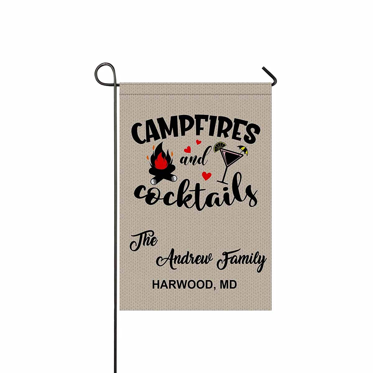 Personalized Happy Campers Garden Flags - Double Sided 12x18 Inch Outdoor Decor for Campfires, Cocktails & Backyard Parties - Perfect for RV, Camper & Patio Decorations