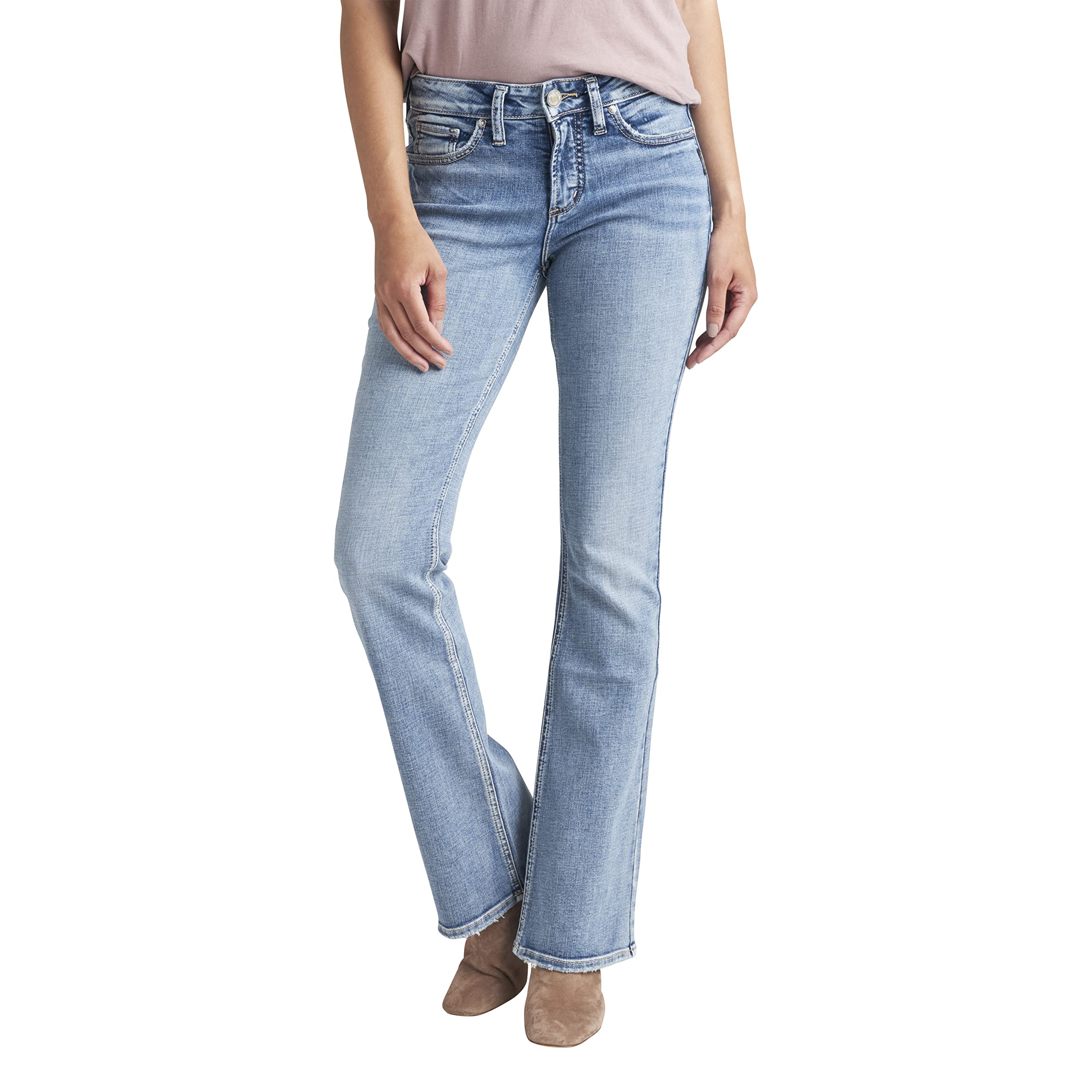 Silver Jeans Co. Women's Suki Mid Rise Bootcut Jeans - Comfortable Stretch Denim Pants for Casual Wear & Night Out