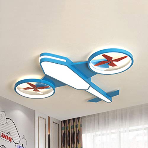 Modern LED Propeller Airplane Ceiling Light - Blue Metal Flush Mount Lamp for Kids Bedroom, Boys Room & Nursery - 31