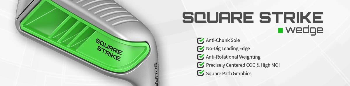 Square Strike Wedge - Legal Golf Pitching & Chipping Wedge for Men & Women - Tournament Approved - Hot List Winning Design - Improve Short Game & Lower Scores - Perfect for Approach Shots, Bunker Play & Tight Lies
