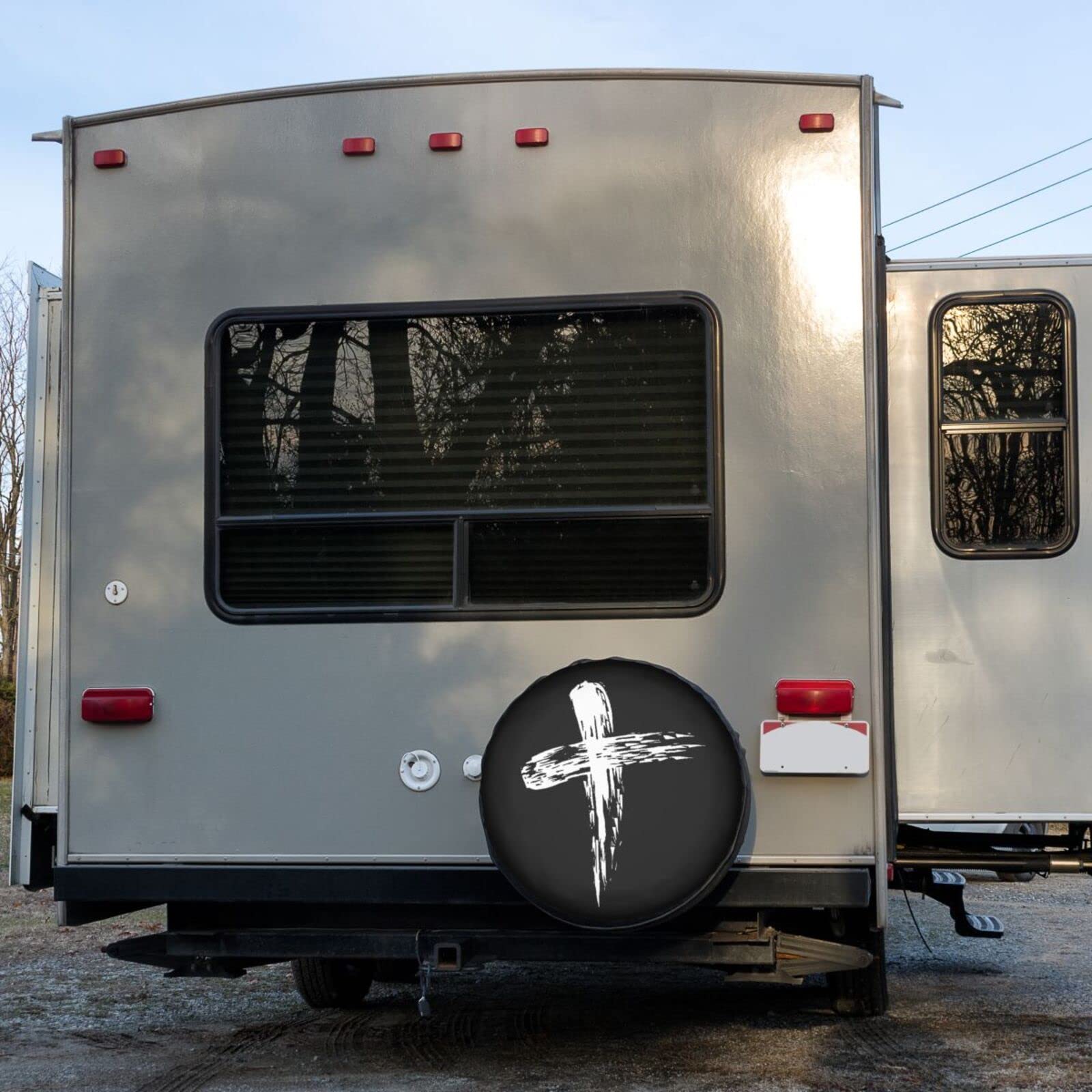 Jesus Cross God Spare Tire Cover - 14 Inch Dust-Proof Wheel Protector for Trailers, RVs, SUVs & More | Perfect for Road Trips & Outdoor Adventures
