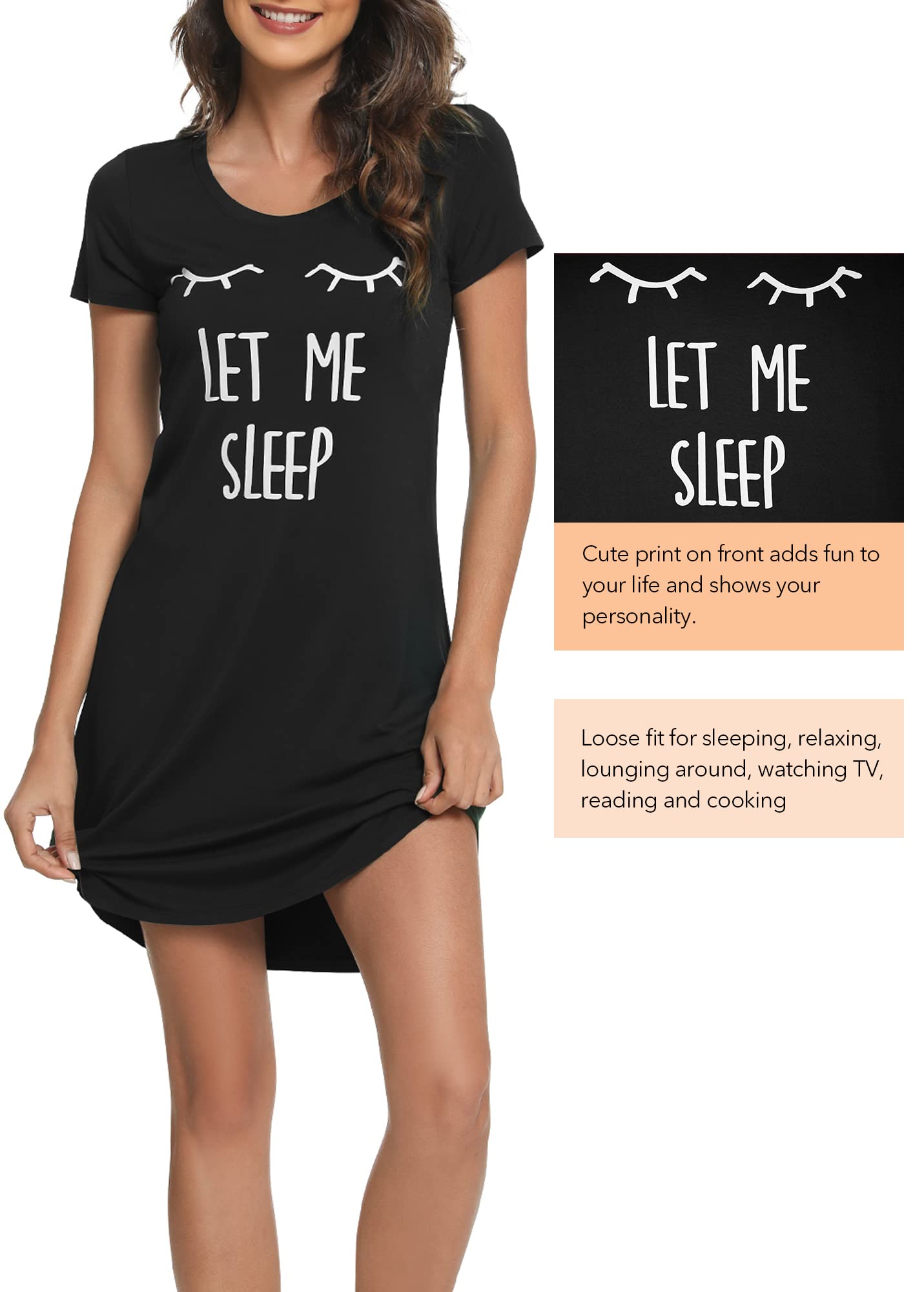 Soft Bamboo Viscose Nightgowns for Women - Comfortable Plus Size Sleepwear Short Sleeve Pajama Dress Sizes S-4X | Perfect for Summer Nights, Lounge Wear & Relaxing at Home