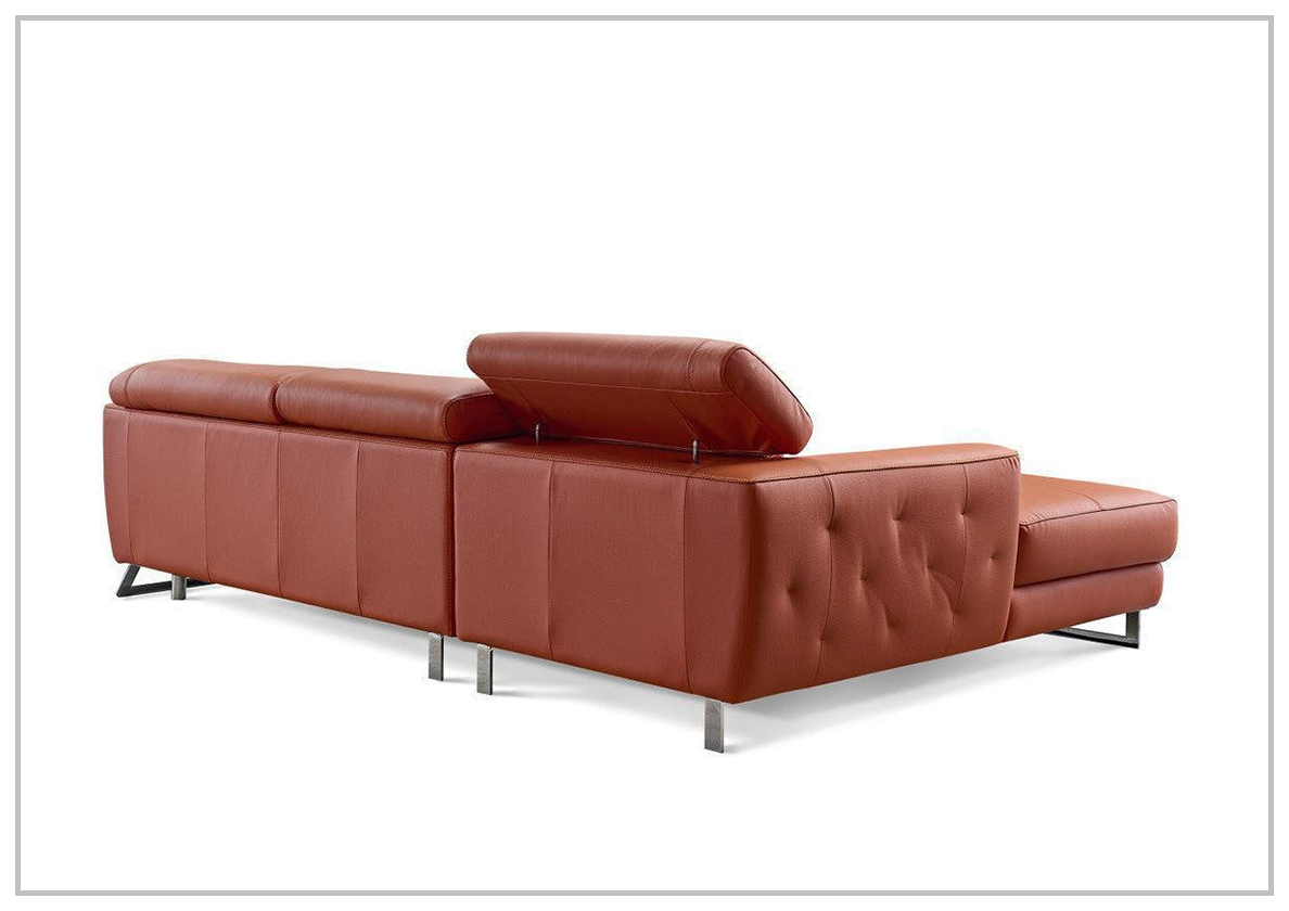 Gio Italia Niva Genuine Leather Sectional Sofa with Chrome Legs - Modern Living Room Furniture for Home & Office Comfort