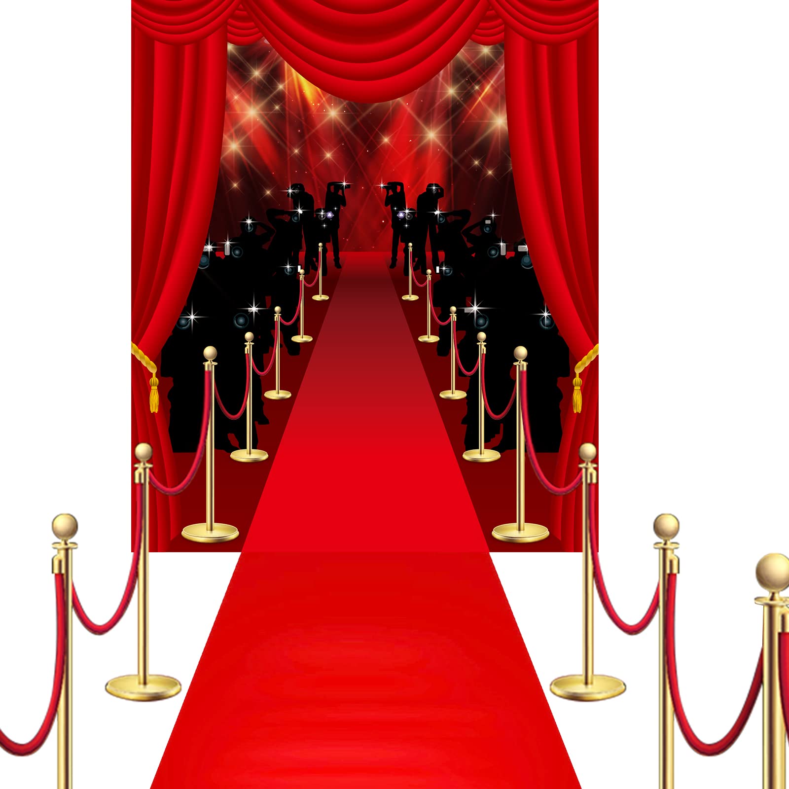 Timtin 6x5ft Red Carpet Runner for Hollywood Party Decorations, Movie Theme Photography Backdrop, Paparazzi Event Decor with Carpet Tape - Perfect for Birthday Parties, Award Ceremonies, and VIP Events