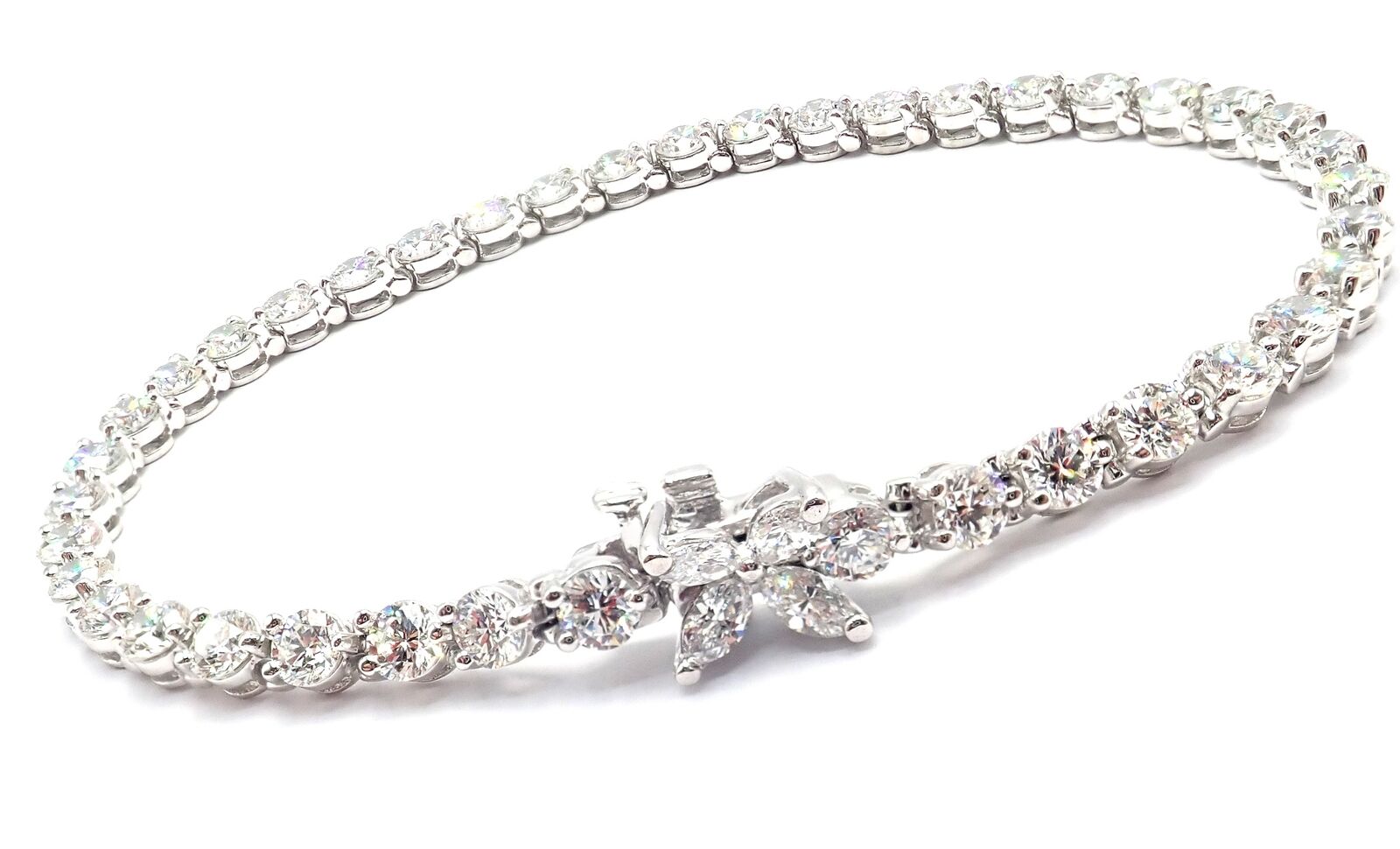 Authentic Tiffany & Co Victoria Platinum 6.5 Carat Diamond Tennis Bracelet - Luxury Jewelry for Women, Elegant Gift for Anniversary, Wedding & Special Occasions