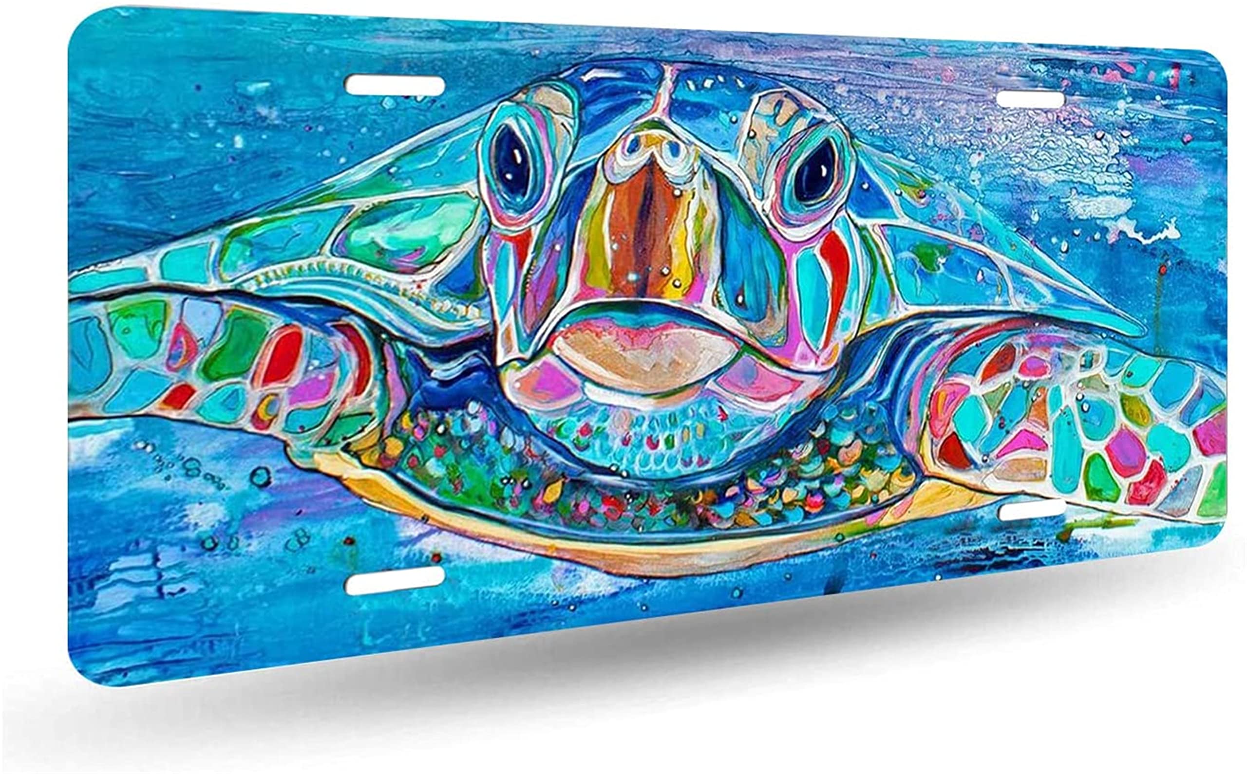 Sea Turtle Design License Plate - Vivid Decorative Aluminum Car Front Plate Cover for Women, Men, Girls & Boys - 12x6 Inch Metal License Plate - Perfect for Beach Lovers, Ocean-Themed Cars & Coastal Decor