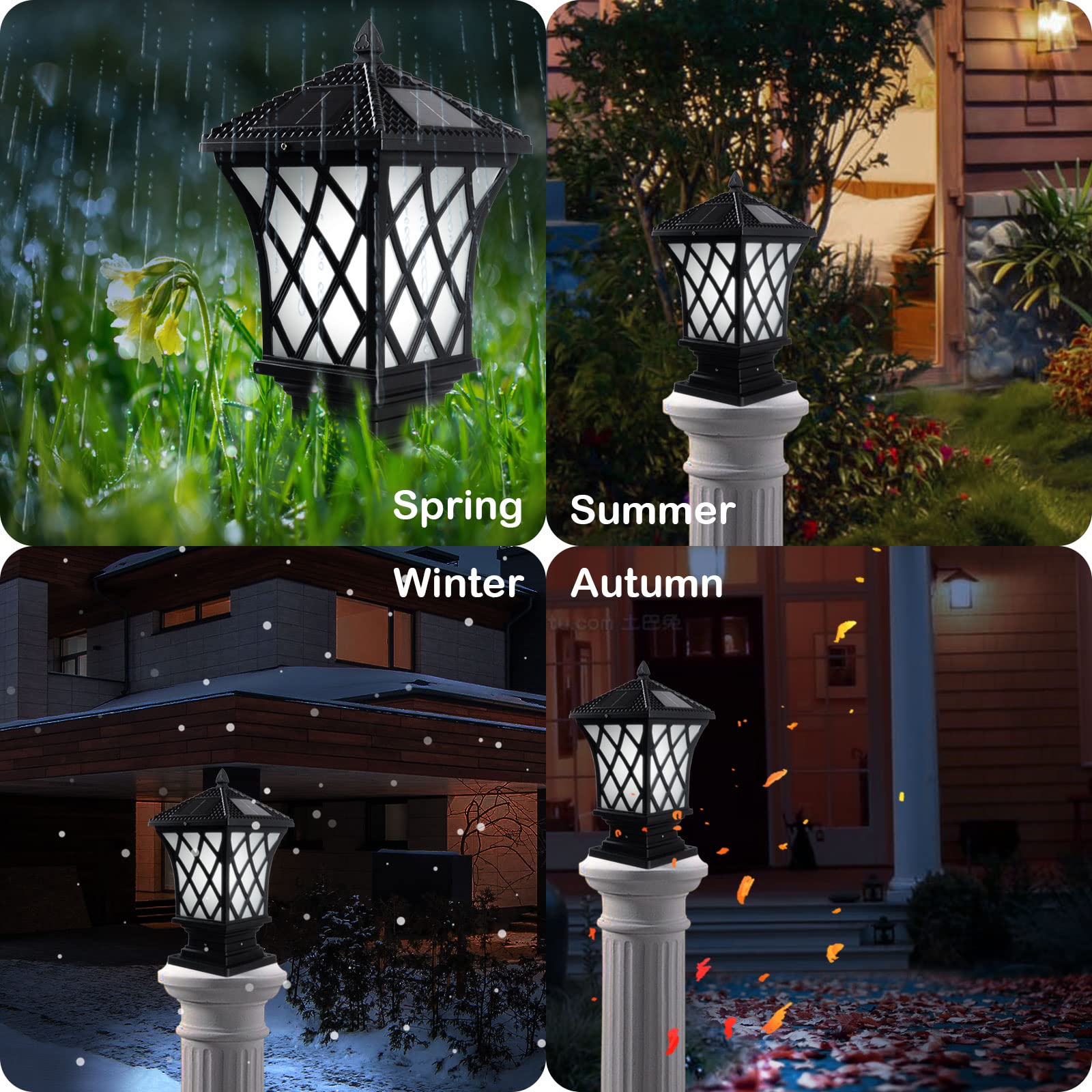 Kendal Large Outdoor Solar LED Lamp Post Light - Water-Resistant Solar Powered Pillar Light for Garden, Pathway, Driveway (2-Pack) - Perfect for Landscape Lighting & Nighttime Safety