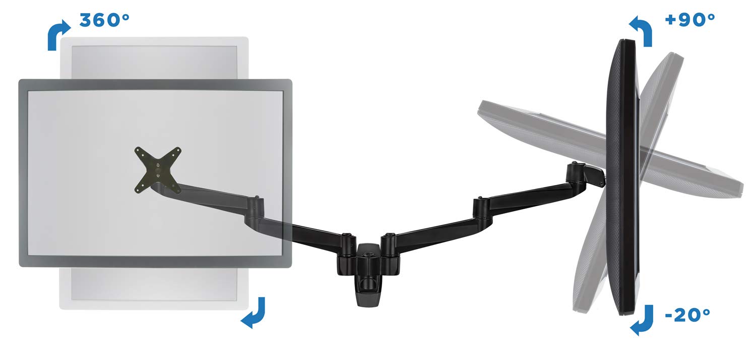 Mount-It! Premium Dual Monitor Wall Mount Arms - Adjustable Tilt & Swivel VESA Mount for 13-27 Inch Screens (75x75/100x100mm) - Heavy Duty Black Monitor Stand for Home Office & Gaming Setup