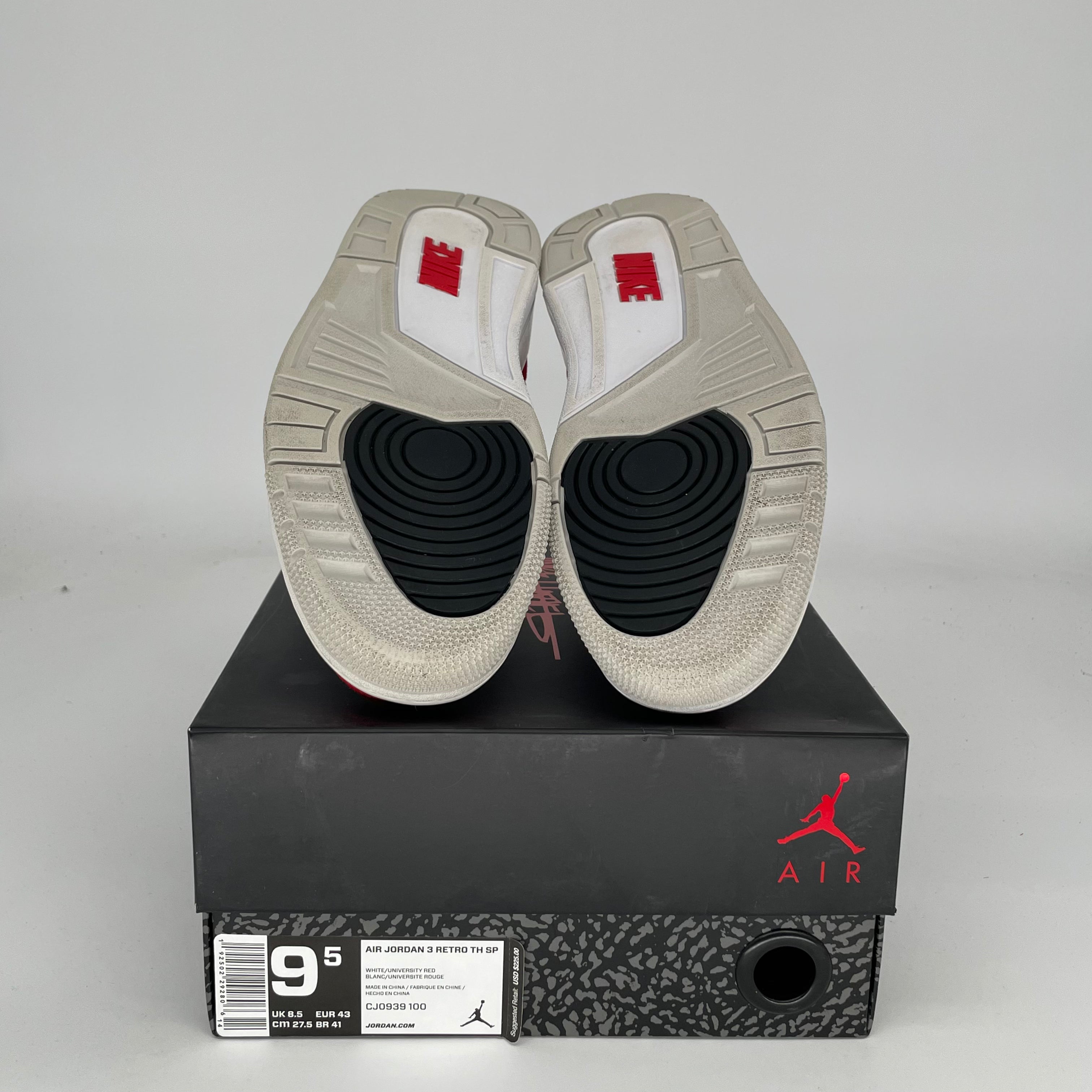 Air Jordan 3 Tinker White University Red Men's Basketball Shoes Size 9.5 - Authentic Retro Sneakers for Running, Gym & Streetwear Fashion (Style Code: CJ0939-100)