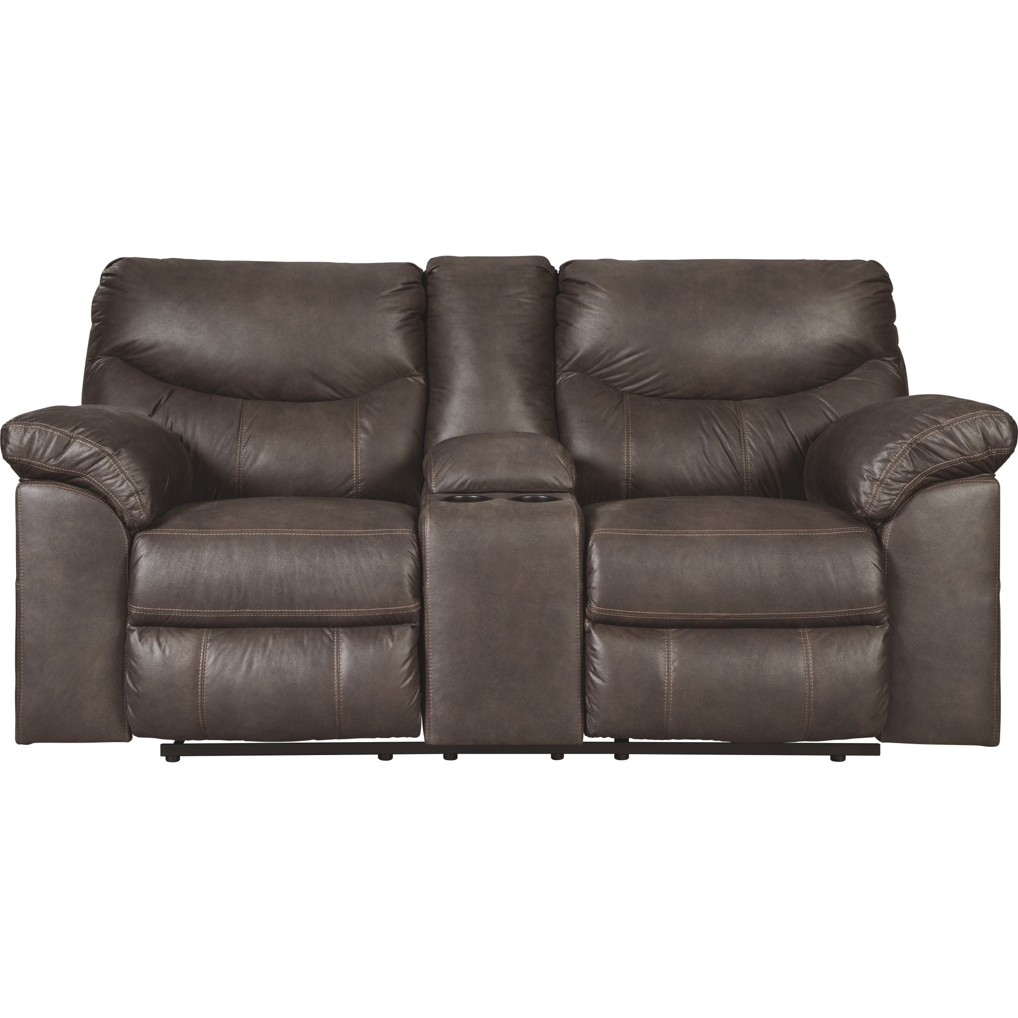 Boxberg Reclining Loveseat with Console - Teak Wood Modern Living Room Furniture for Small Spaces | Perfect for Apartments, Home Theaters & Cozy Lounging