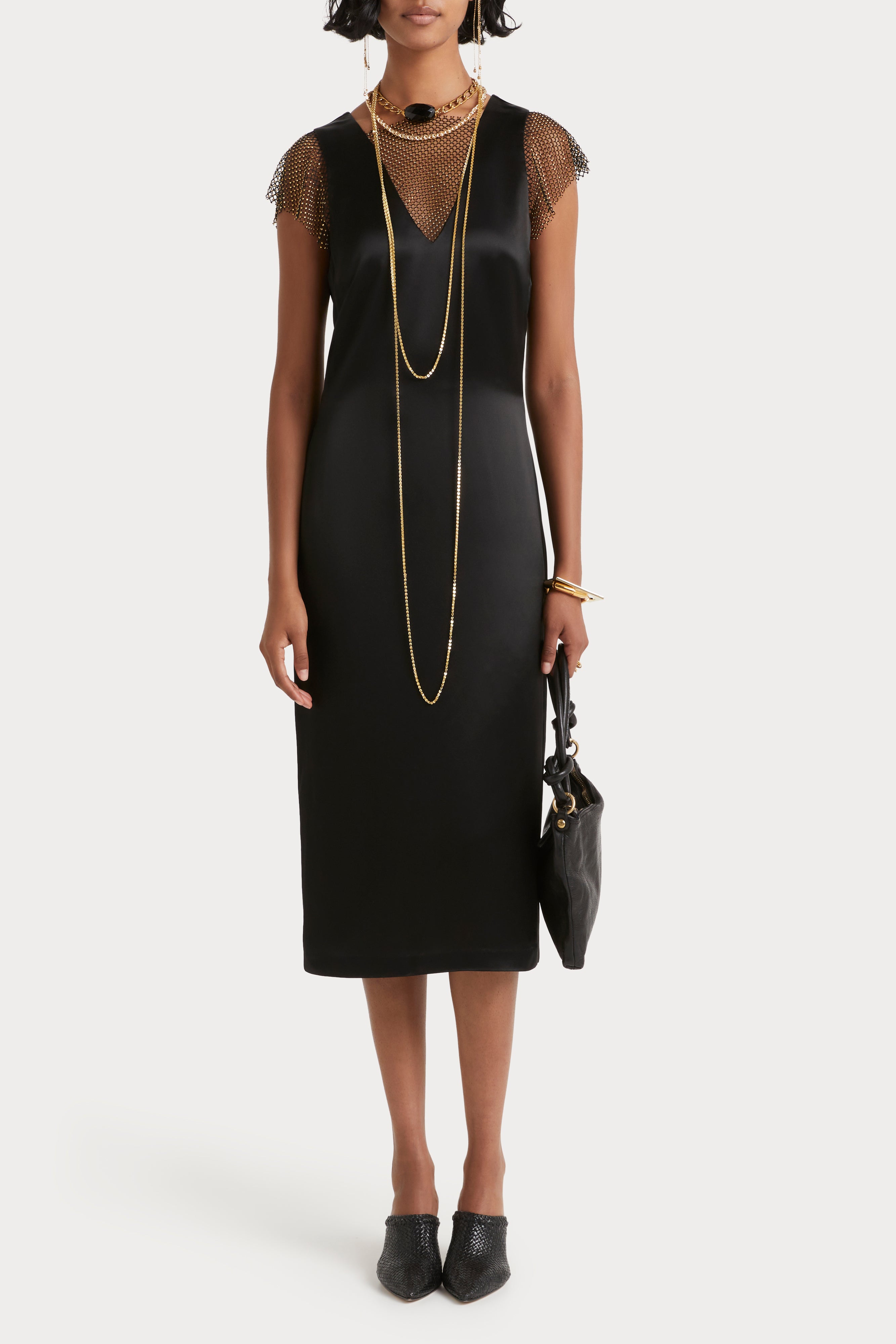 Husk Mimi Dress - Elegant Black & Gold Party Dress for Women | Perfect for Evening Events, Weddings & Special Occasions