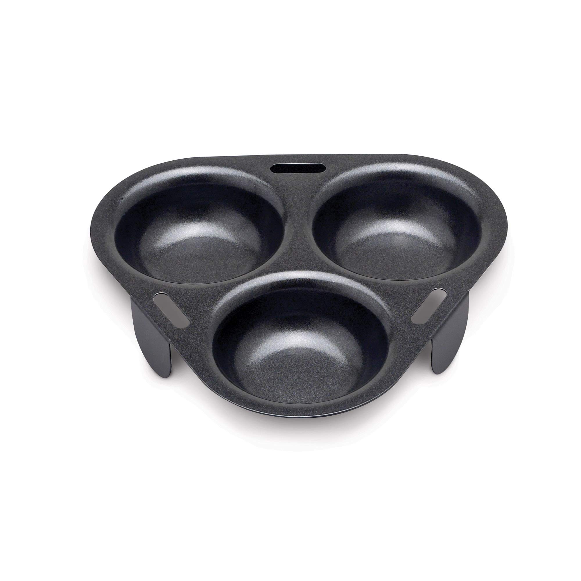 HIC Harold Import Co. 43133 Non-Stick 3-Egg Poacher Insert - PFOA & BPA Free, Black, 15 Inch - Perfect for Healthy Breakfast & Easy Egg Cooking