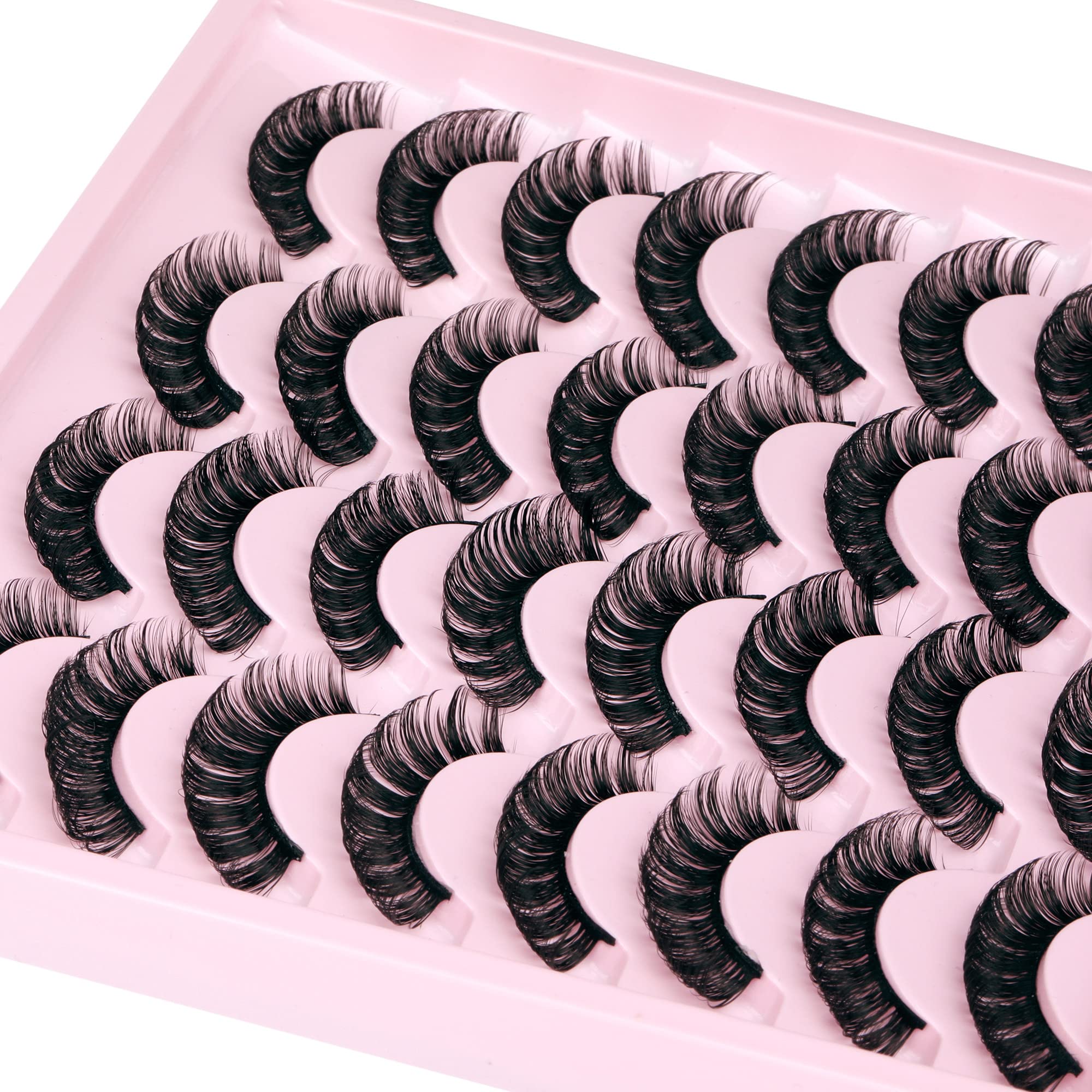 JIMIRE Russian Strip Volume Eyelashes - DD Curl Wispy Fluffy False Lashes (16 Pairs) | Natural Looking Lash Extensions for Everyday Wear & Special Occasions