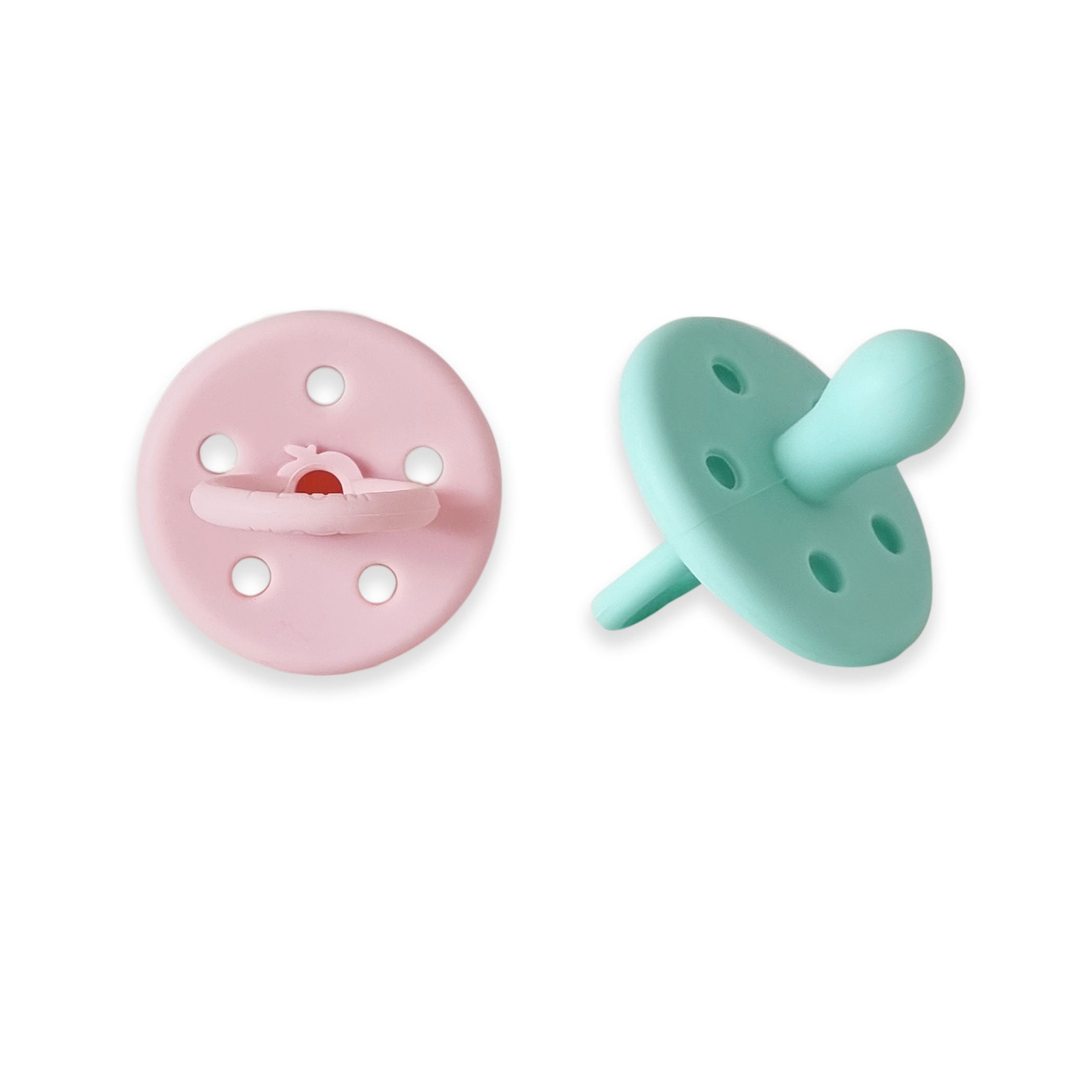 PLUM 2-Pack Silicone Baby Soothers - Strawberry & Mint Flavored for Teething Relief | BPA-Free Pacifiers for Infants & Toddlers | Perfect for Daycare, Travel & Soothing Fussy Babies