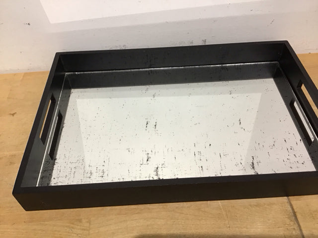 11.5x18 Inch Black Mirrored Serving Tray - Elegant Decorative Tray for Bathroom, Vanity, Coffee Table & Home Decor