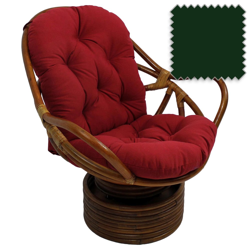International Caravan Swivel Rocking Chair with Twill Cushion - Forest Green | Comfortable Lounge Chair for Living Room, Nursery & Outdoor Patio