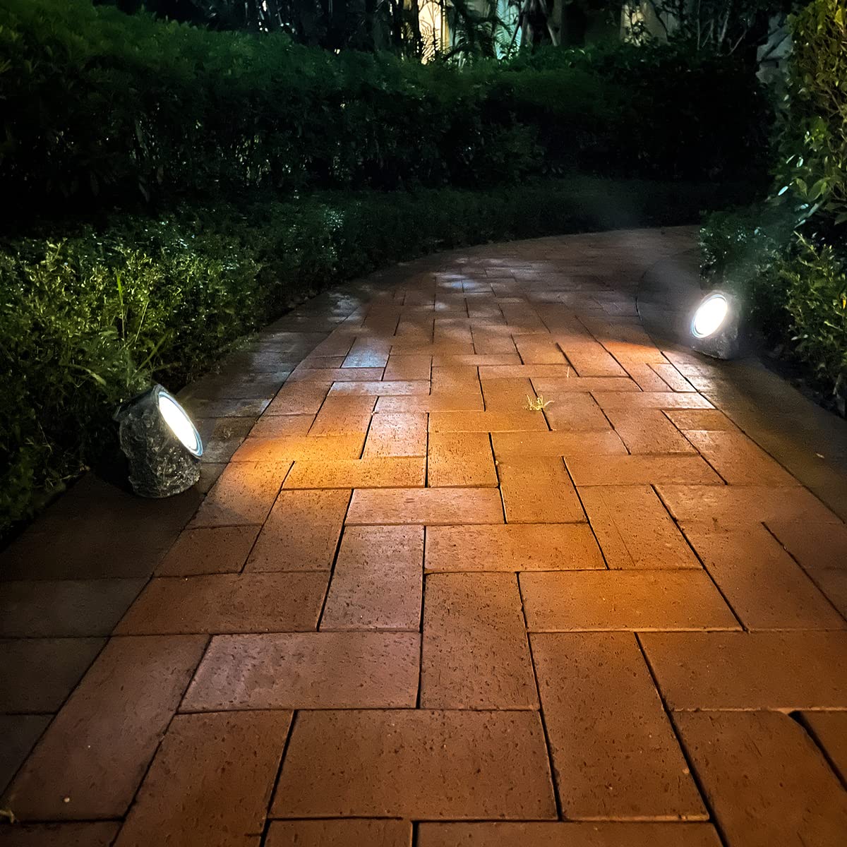 EiGreen Solar Landscape Lights - 10 LED Waterproof Outdoor Rock Lights (2 Pack, Warm White) for Garden, Yard, Pathway & Patio Decoration | Solar Powered Outdoor Lighting for Nighttime Ambience