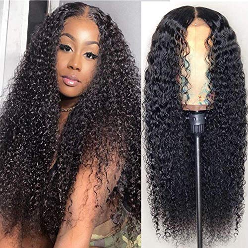 ISEE Hair 13x4 Lace Front Human Hair Wig - Mongolian Kinky Curly Pre-Plucked with Baby Hair - Natural Black Women's Wig (24 Inches) | Perfect for Daily Wear, Cosplay & Protective Styling