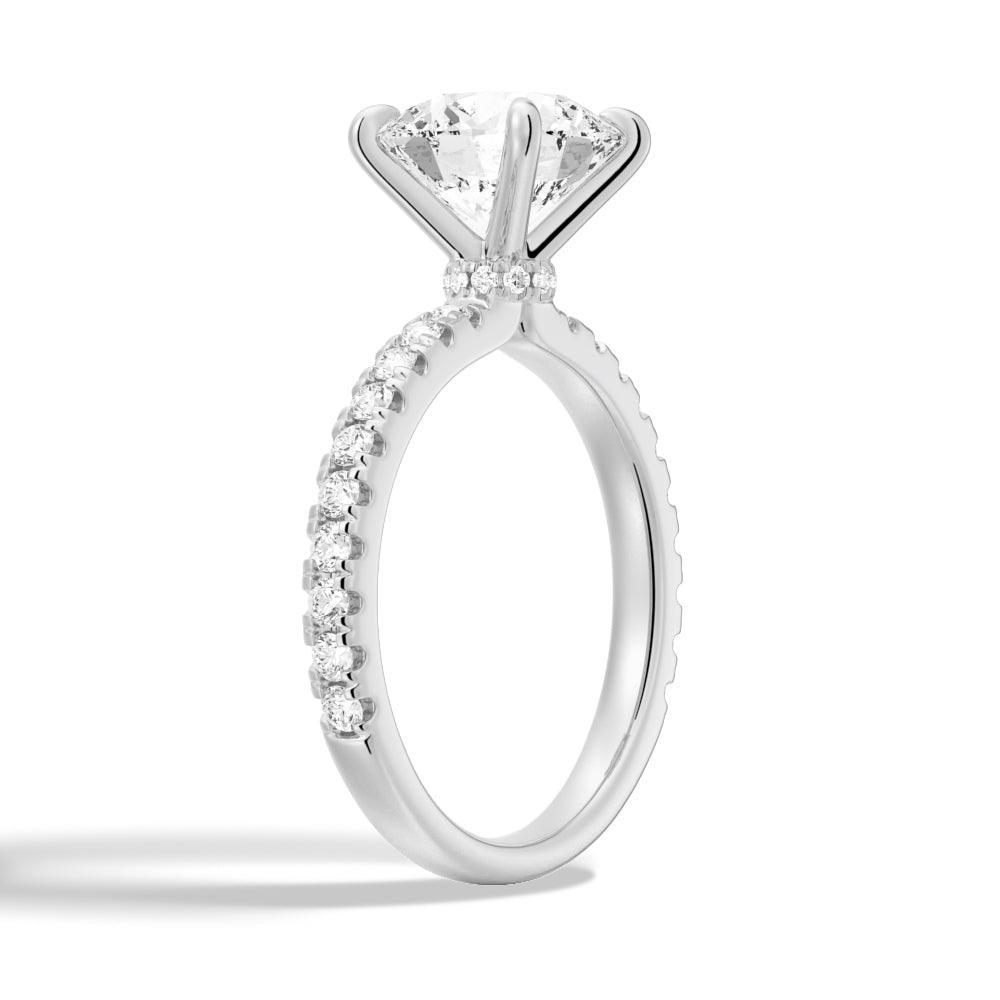 1.5 Carat Round Moissanite Engagement Ring with Pavé Band & Hidden Halo - Perfect for Proposals, Weddings & Anniversary Gifts