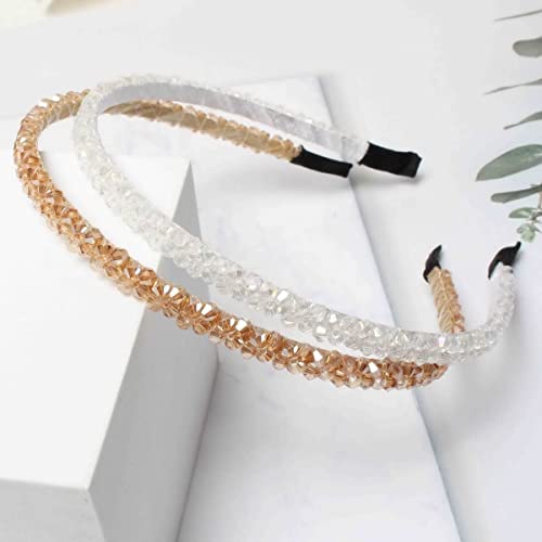 Glamifirsto 2-Piece Sparkling Crystal Rhinestone Headbands - Shiny Non-Slip Beaded Hair Accessories for Women & Girls | Perfect for Weddings, Parties & Special Occasions