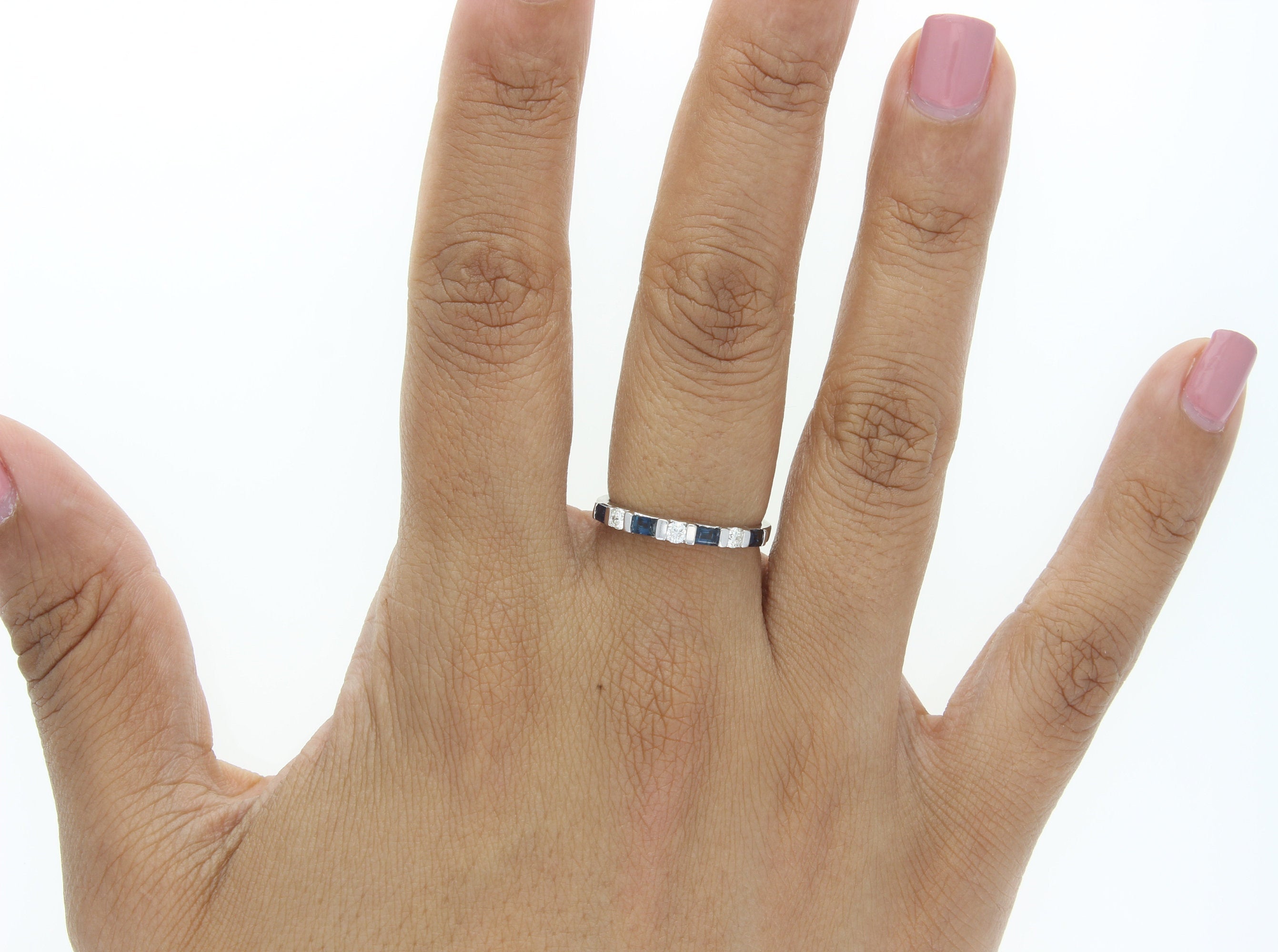 14K Gold Sapphire and Diamond Baguette Wedding Band - 0.31cttw Elegant Stackable Ring for Women, Perfect for Engagement, Anniversary & Bridal Jewelry Gifts