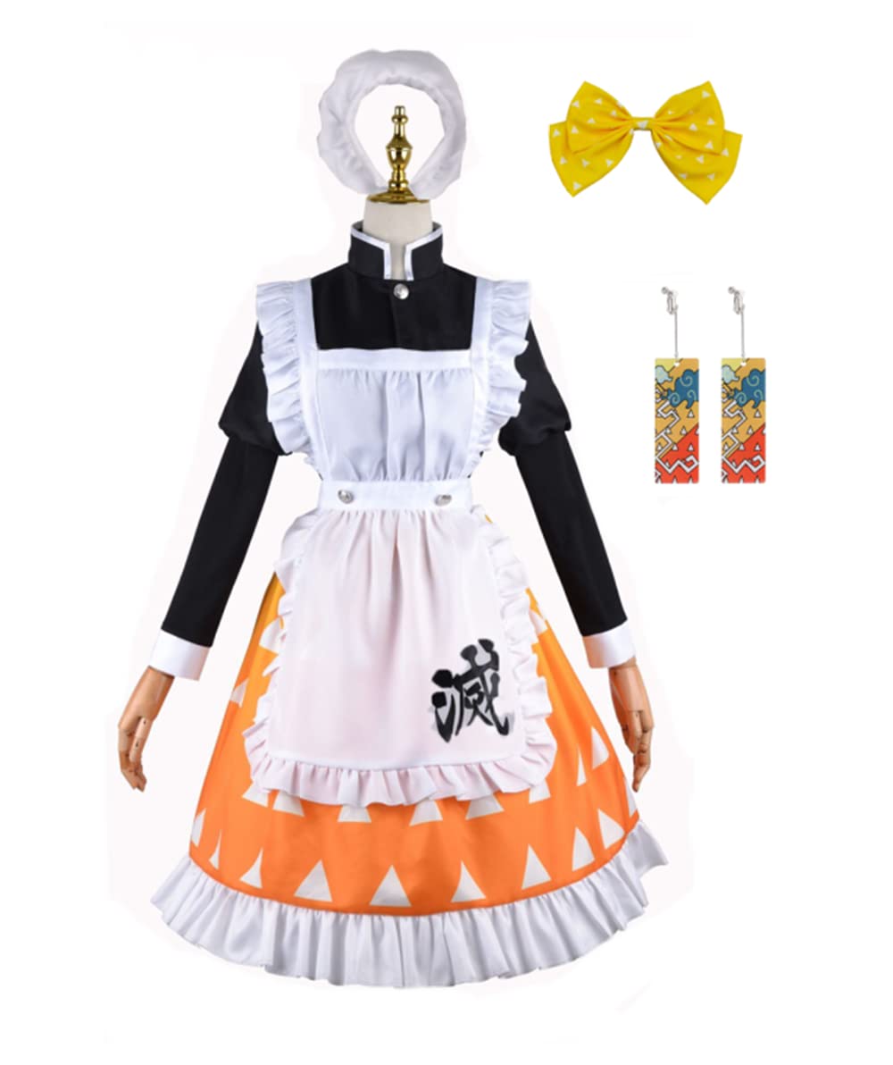 Women's Demon Slayer Agatsuma Zenitsu Cosplay Costume - Anime Lolita Maid Dress for Halloween, Comic Con & Cosplay Events | Official Licensed Kimetsu no Yaiba Outfit