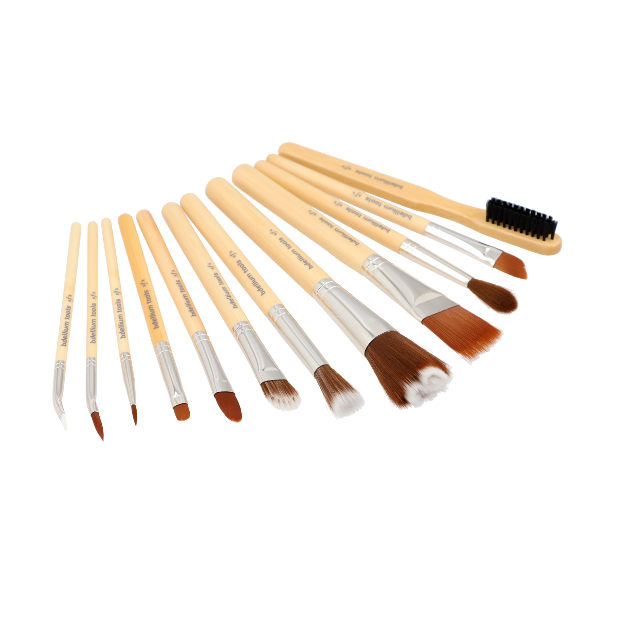 Professional SFX Brush Set - 12 Piece Makeup Brush Kit with Double Pouch for Special Effects, Halloween & Cosplay Makeup - Perfect for FX Artists, Beginners & Makeup Enthusiasts