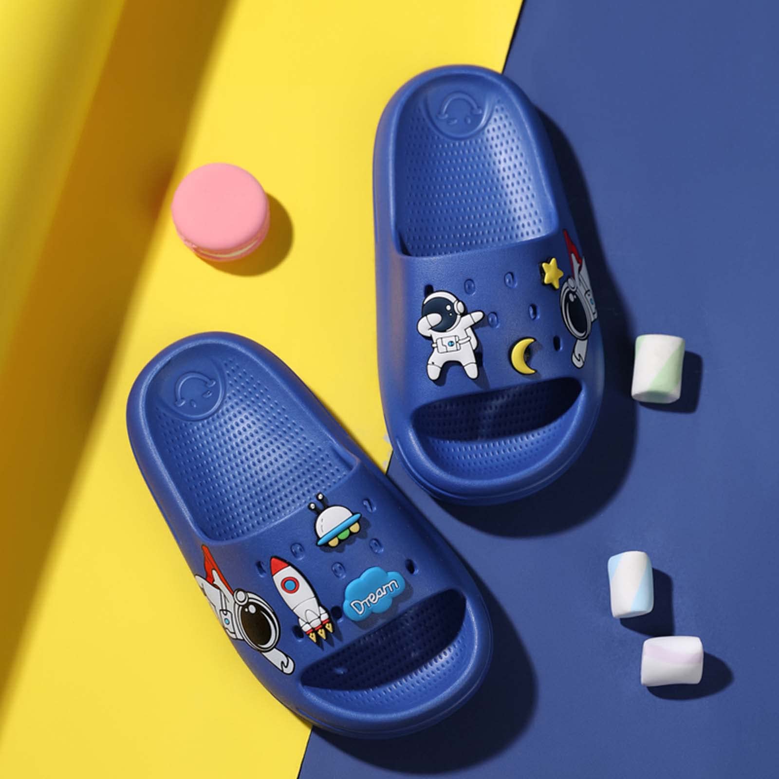 Eliogn Anti-Slip Slide Sandals for Boys & Girls - Ultra Lightweight Pillow Slippers, Waterproof Shower Shoes for Home, Pool & Beach - Perfect Summer Sandals for Kids (Toddler/Little Kid/Big Kid)