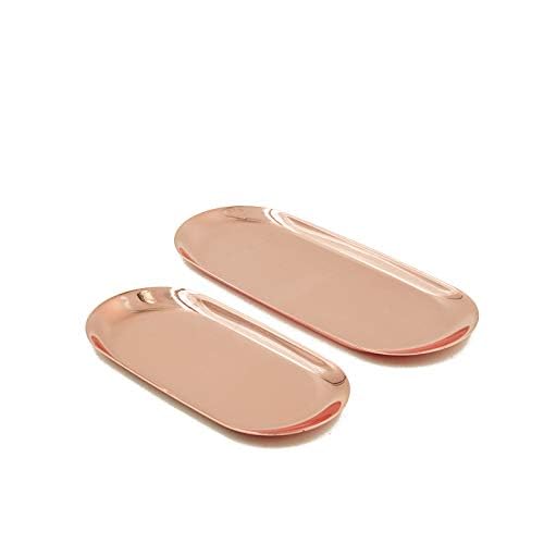 Stainless Steel Jewelry Tray & Cosmetic Organizer - Rose Gold Display Tray for Jewelry, Watches, Keys, Phone, Wallet & Trinkets (2 Sizes) | Perfect for Vanity, Dresser & Bathroom Organization