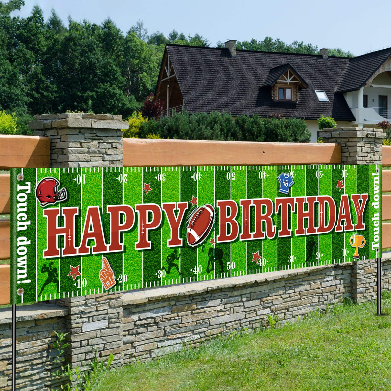 Super Football Game Fan Birthday Party Decorations - 70.8 x 15.7 Inch Sports Themed Backdrop Banner, Favors & Supplies for Kids, Adults, Team Celebrations & Game Day Events