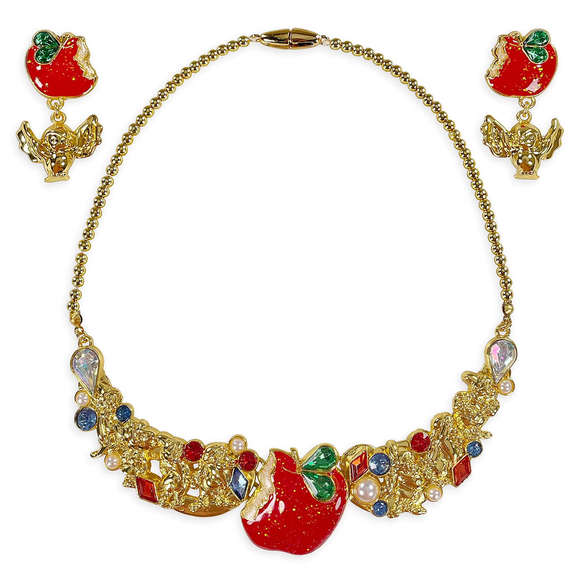 Disney Snow White Princess Costume Jewelry Set for Girls - Necklace, Bracelet & Earrings - Perfect for Halloween, Dress-Up & Birthday Parties