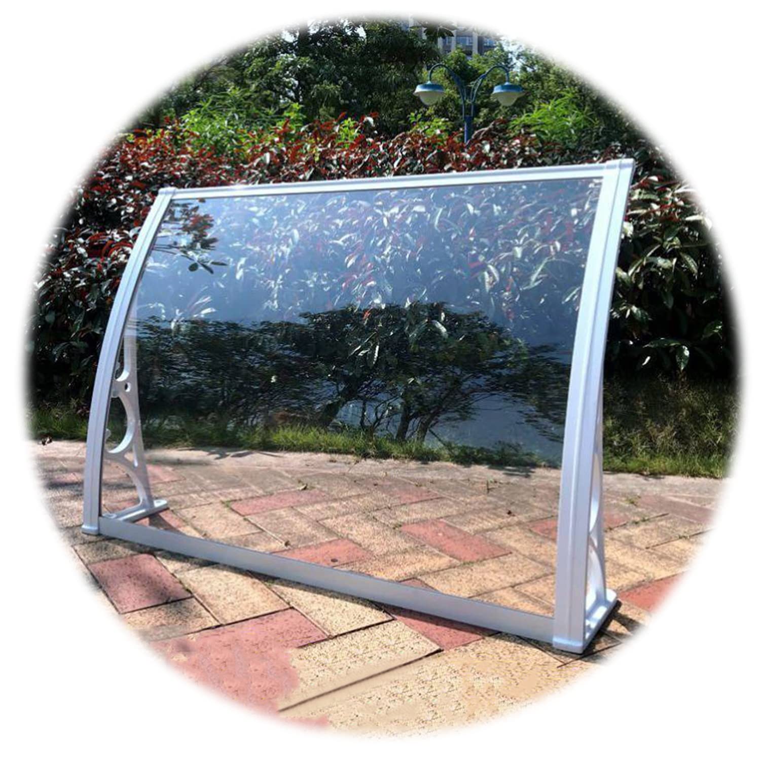 White 110x60cm Polycarbonate Front Door Canopy - Weatherproof Window Rain Shelter & Patio Porch Awning with Aluminum Bracket - Outdoor AC Cover for Rain & Snow Protection - Perfect for Home Entryway, Garden, and Window Protection