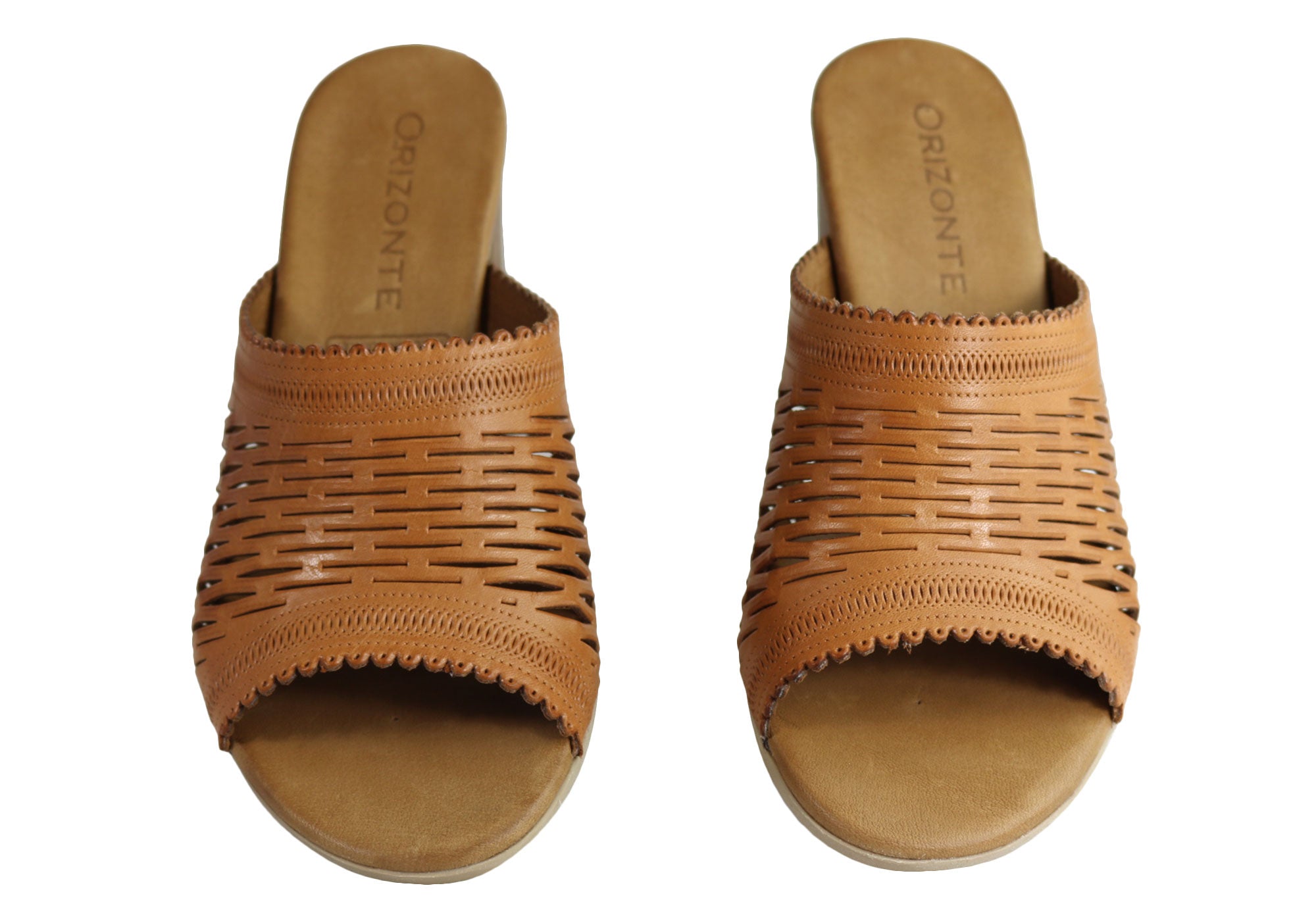 Orizonte Jilly Women's European Leather Mid Heel Comfort Slides Sandals - Stylish & Comfortable Summer Shoes for Walking, Travel & Casual Outings