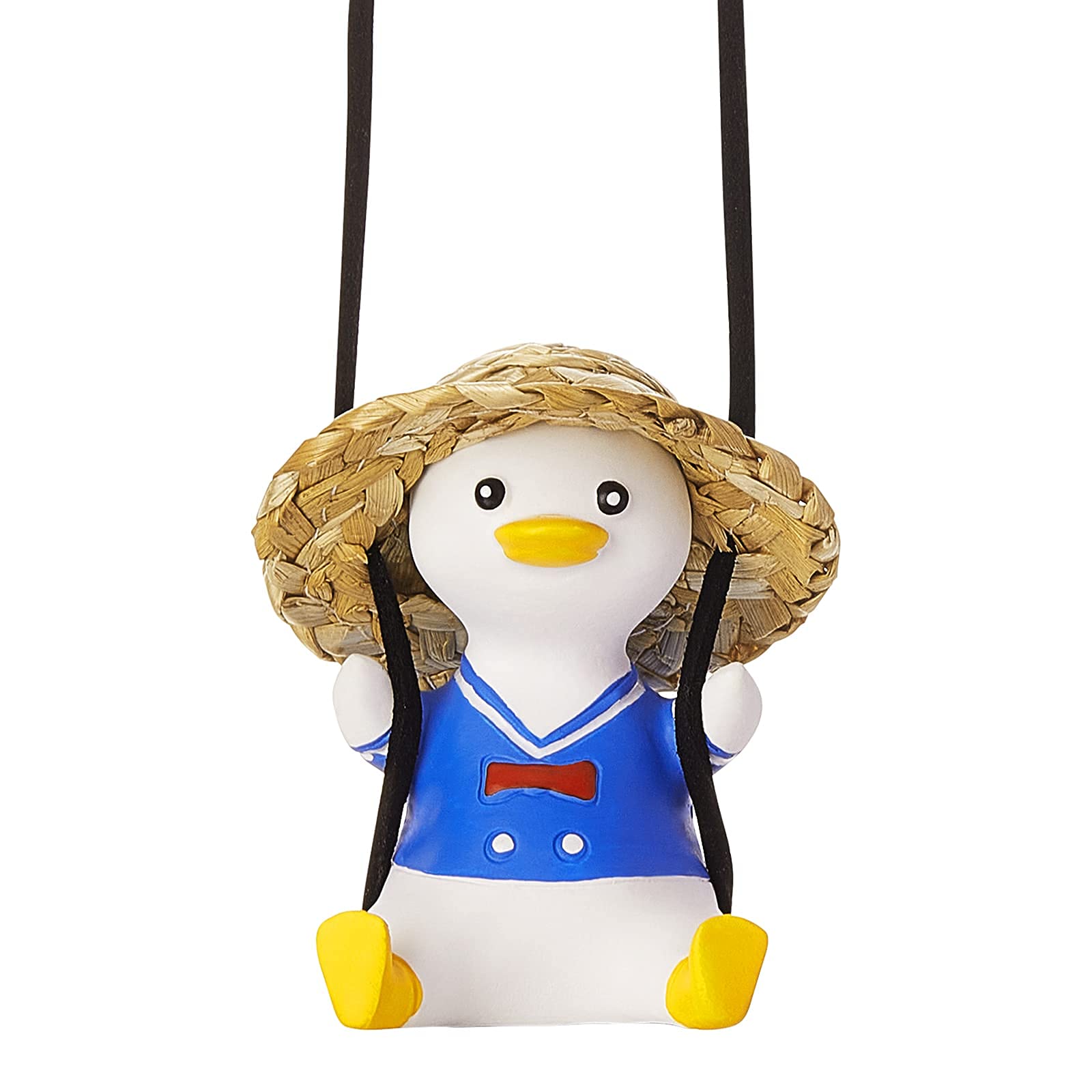 Cute Swing Duck Car Mirror Pendant - Fun Rearview Mirror Decor for Women & Men - Perfect for Road Trips & Daily Commute
