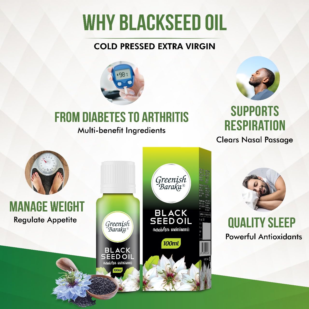 Organic Black Seed Oil (Nigella Sativa) - 50ml Cold Pressed Pure & Natural - Supports Immunity, Skin & Hair Health - Perfect for Cooking, Supplements & DIY Beauty Recipes