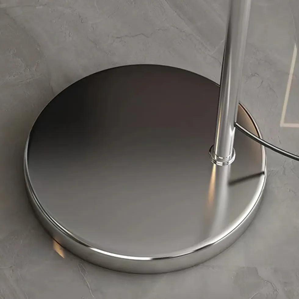 Modern Arc Floor Lamp in Silver - Adjustable Standing Light for Living Room, Bedroom & Office - Sleek Contemporary Design with Spherical Base