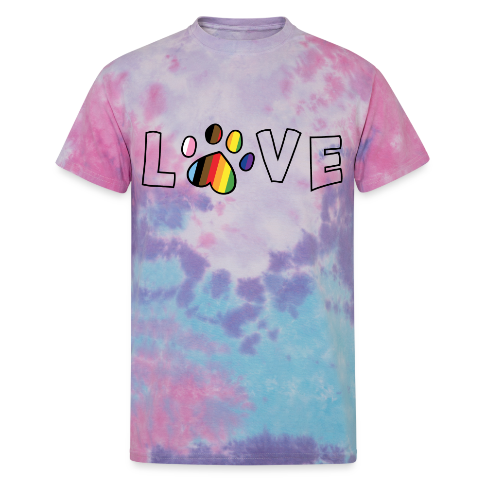 Pride Love Unisex Tie Dye T-Shirt | Colorful Rainbow Graphic Tee for Men & Women | Perfect for Pride Parades, Festivals & LGBTQ+ Events