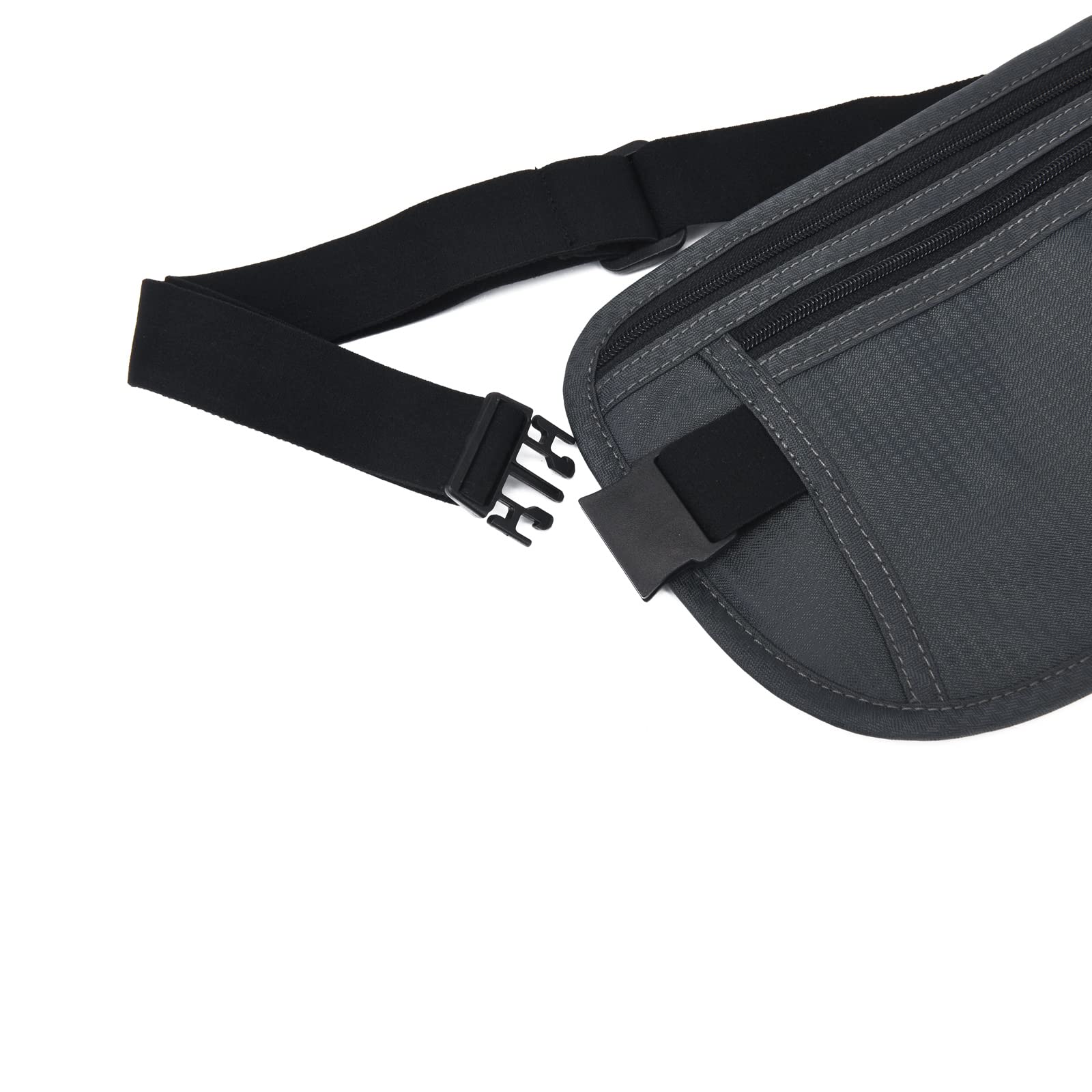 RFID Blocking Travel Money Belt for Men & Women - Slim Anti-Theft Fanny Pack Waist Wallet for Running, Hiking & Outdoor Activities - Secure Passport Holder for Phone, Cash & Cards (Dark Grey) - Perfect for International Travel & Daily Commute