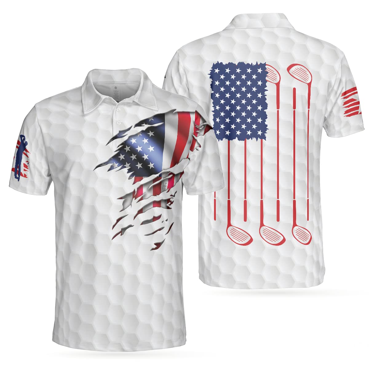 HYPERFAVOR Men's Golf Polo Shirt - Patriotic American Flag Design, Breathable Short Sleeve Performance Shirt for Golf & Casual Wear | Perfect for Golf Tournaments, 4th of July, and Patriotic Events
