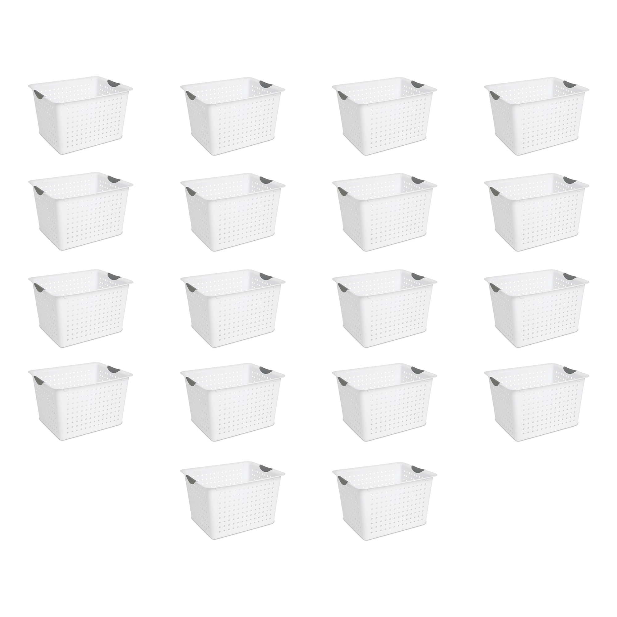 Sterilite Deep Ultra Basket - 18-Pack White Storage Bins for Closet, Pantry & Cabinet Organization | Space-Saving Open Containers for Shelving & Countertop Use | Perfect for Home, Office & Laundry Room Storage
